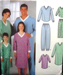 5784 FAMILY V-NIGHTSHIRT, PAJAMAS PATTERN XS-L,XS-XL